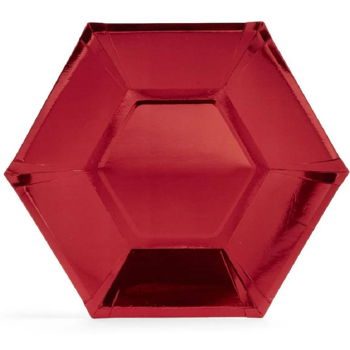 Plateau hexagonal carton rouge métallisé Ø26cm x10^Gifi Online