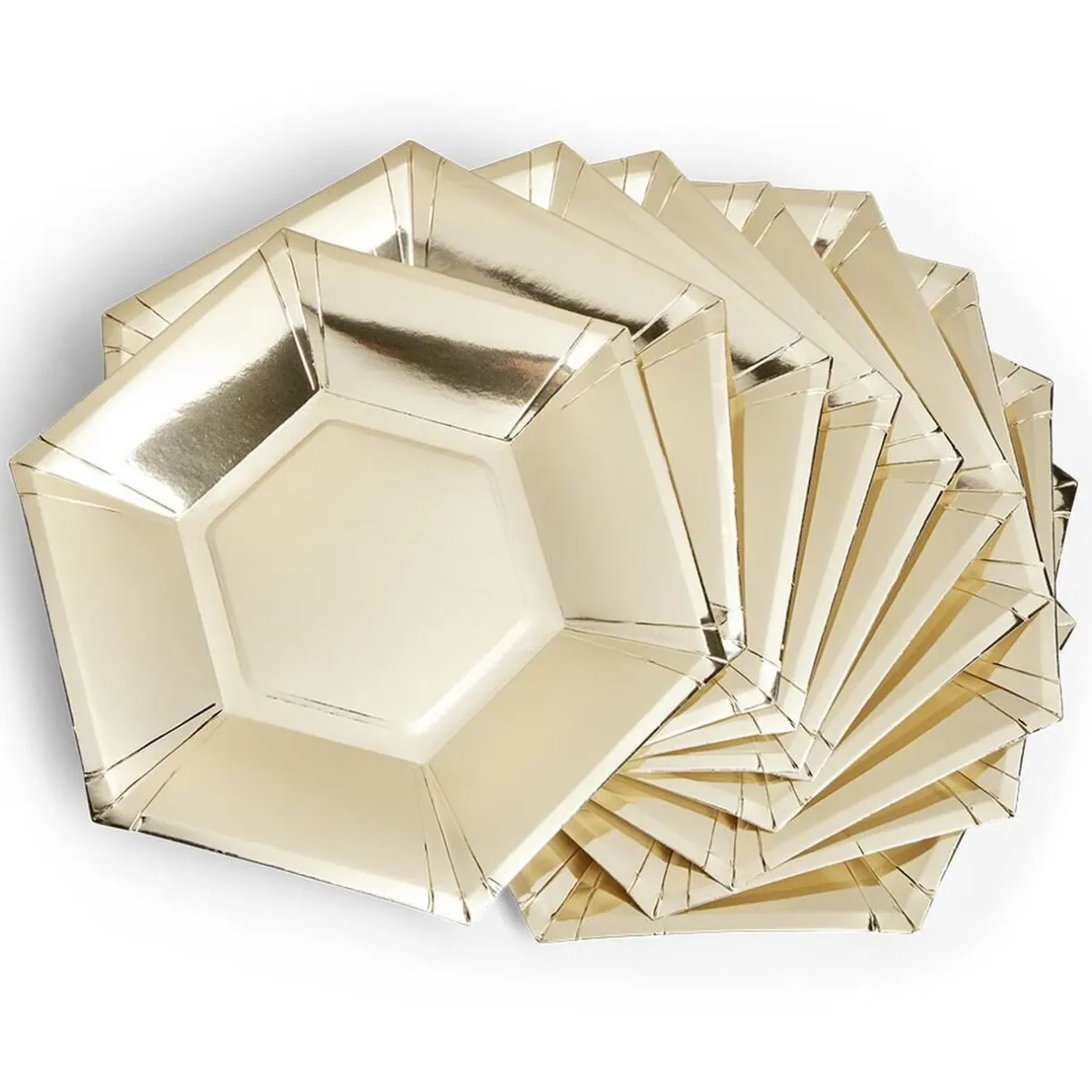 Plateau hexagonal carton doré métallisé Ø26cm x10^Gifi Clearance