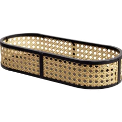 Plateau ovale cannage rotin naturel noir^Gifi
