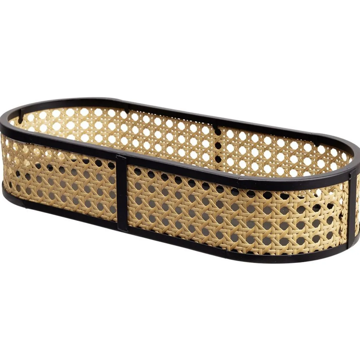 Plateau ovale cannage rotin naturel noir^Gifi