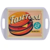 Plateau rectangulaire blanc style fast food motif hamburger^Gifi Hot