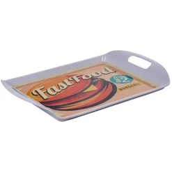 Plateau rectangulaire blanc style fast food motif hamburger^Gifi Hot