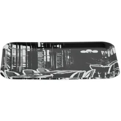 Plateau rectangulaire mélamine design bistrot noir et blanc^Gifi Clearance
