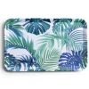 Plateau rectangulaire mélaminé feuillage exotique blanc et bleu 19x30cm^Gifi Discount