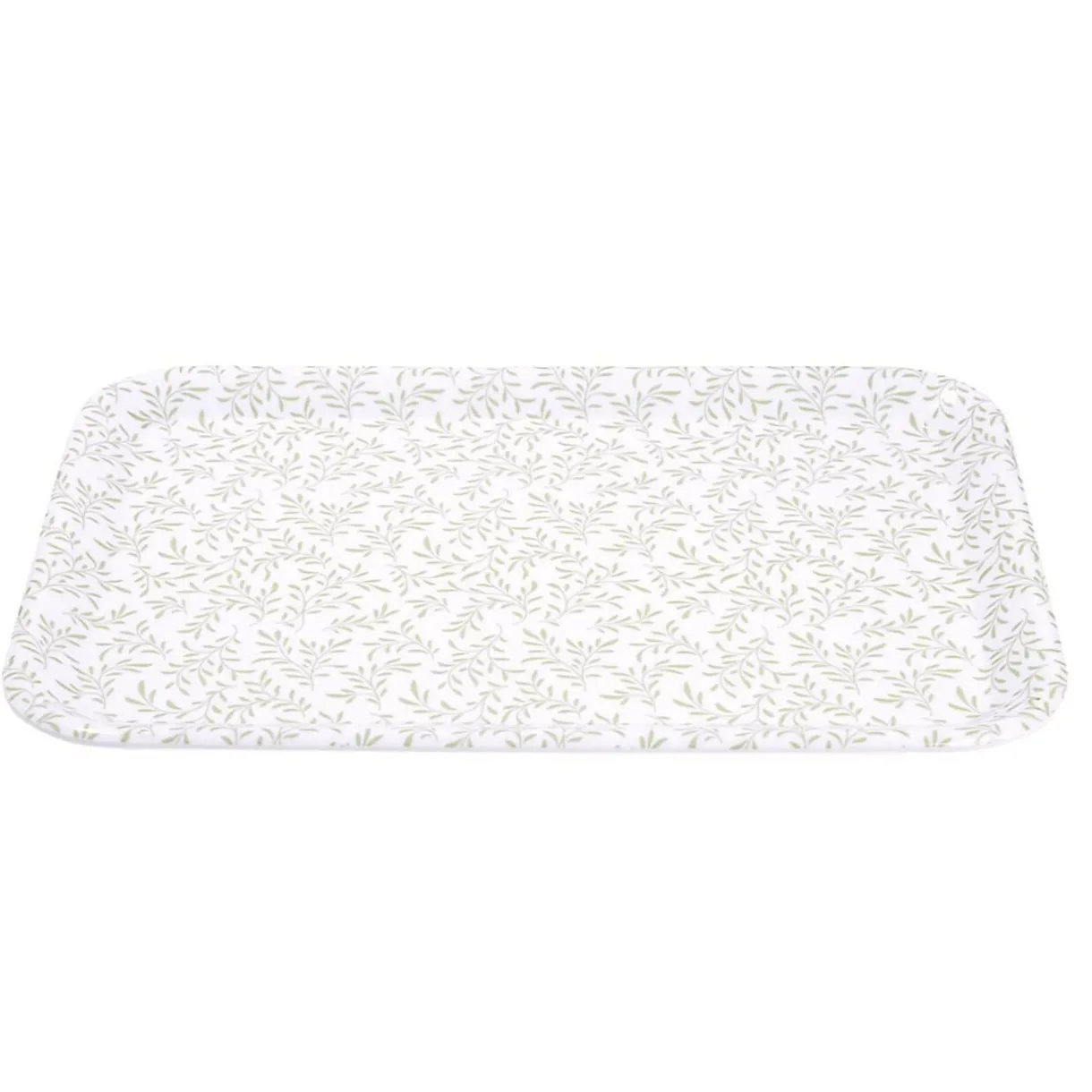 Plateau rectangulaire motif feuillage blanc et vert 27x38cm^Gifi Online