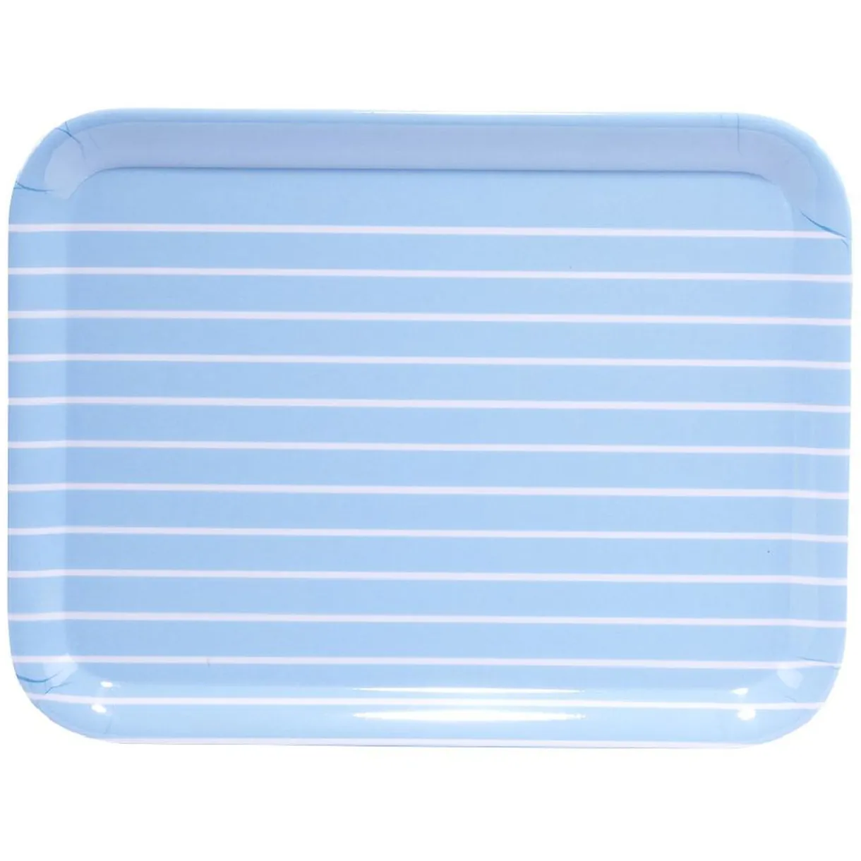 Plateau rectangulaire plastique rayure blanc et bleu 29x22cm^Gifi Online