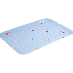 Plateau rectangulaire rayé bleu blanc motif nageur - plastique 45x31cm^Gifi Clearance