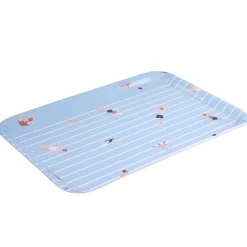 Plateau rectangulaire rayé bleu blanc motif nageur - plastique 45x31cm^Gifi Clearance