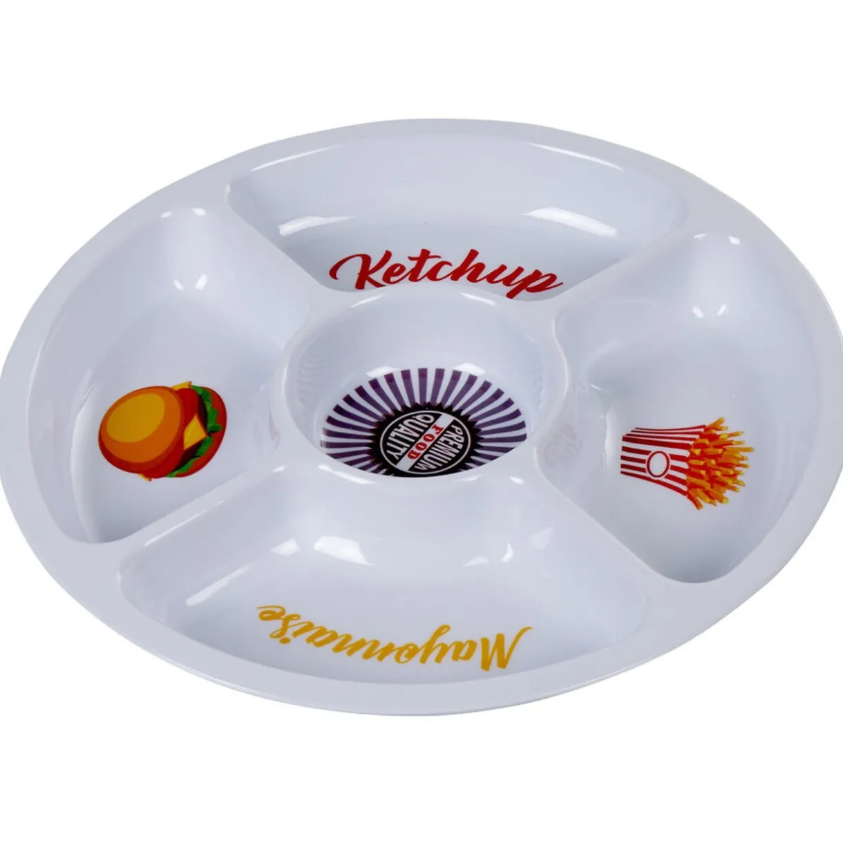 Plateau rond avec compartiments mélaminé design fast food^Gifi Online