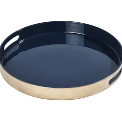 Plateau rond bleu nuit et doré^Gifi Outlet