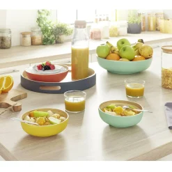 Plateau rond en bambou coloré^Gifi Outlet