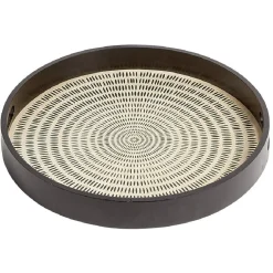 Plateau rond en mdf design noir naturel Ø38 cm^Gifi Clearance