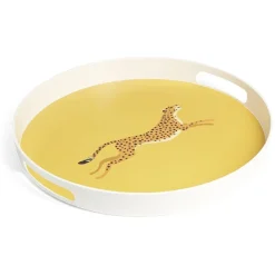 Plateau rond feuille exotique mélaminé vert Ø34,5xH4,1cm^Gifi Best