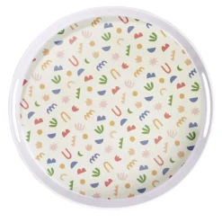 Plateau rond mélaminé motif matisse blanc et multicolore Ø34,5xH5cm^Gifi Outlet