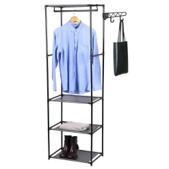 Rangement|Gifi Portant à vêtements avec 3 tablettes métal plastique noir