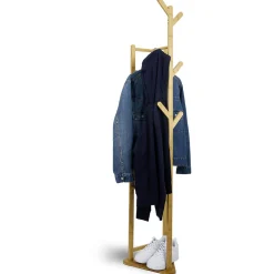 Rangement|Gifi Portant bambou avec penderie et étagères sur 2 niveaux 36x36xH168cm