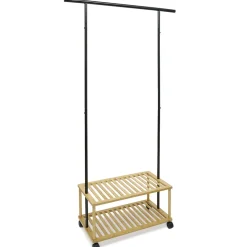 Rangement|Gifi Portant bambou métal 2 étagères 90x35xH167cm