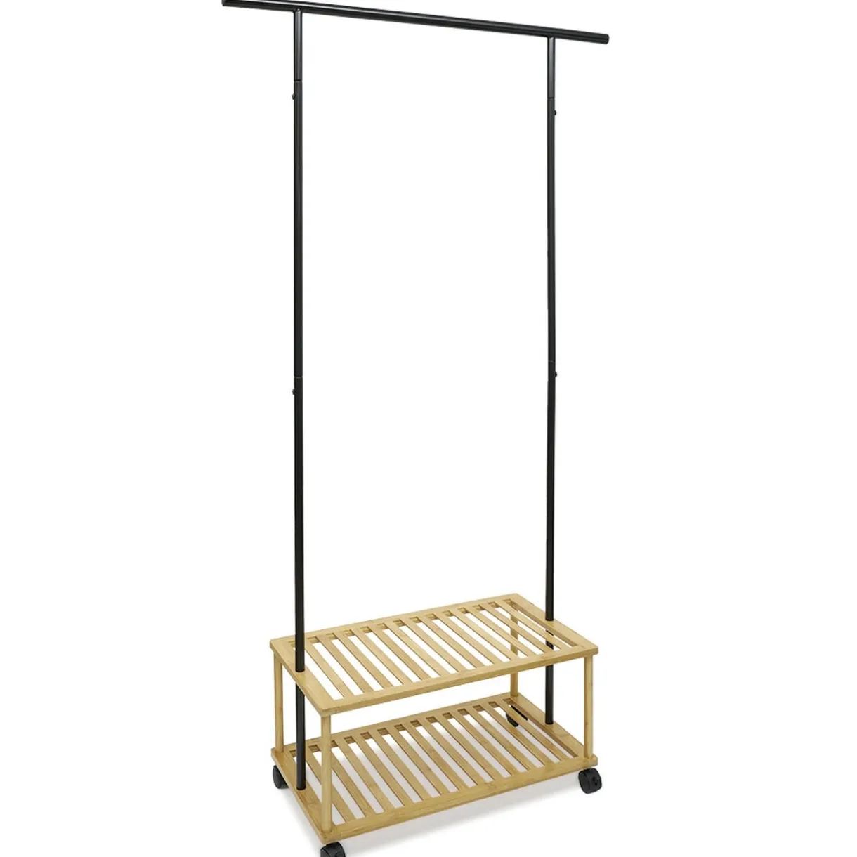 Rangement|Gifi Portant bambou métal 2 étagères 90x35xH167cm