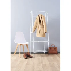 Rangement|Gifi Portant vêtement simple blanc avec 2 tablettes