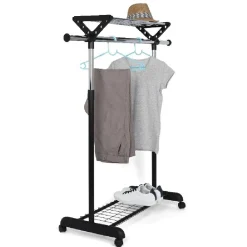 Rangement|Gifi Portant vêtements à roulettes noir et gris