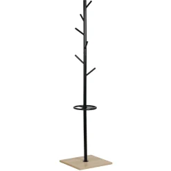 Rangement|Gifi Porte manteaux en métal noir et socle en bois WILLIAM
