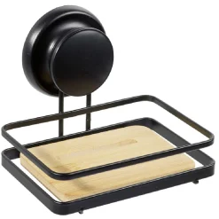 Hot Gifi Porte savon bambou métal noir