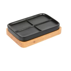 New Gifi Porte savon couleur bois et noir