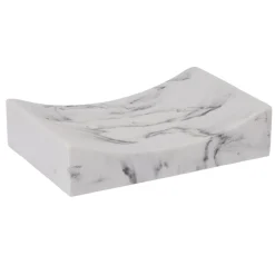 Hot Gifi Porte savon céramique blanc effet marbre