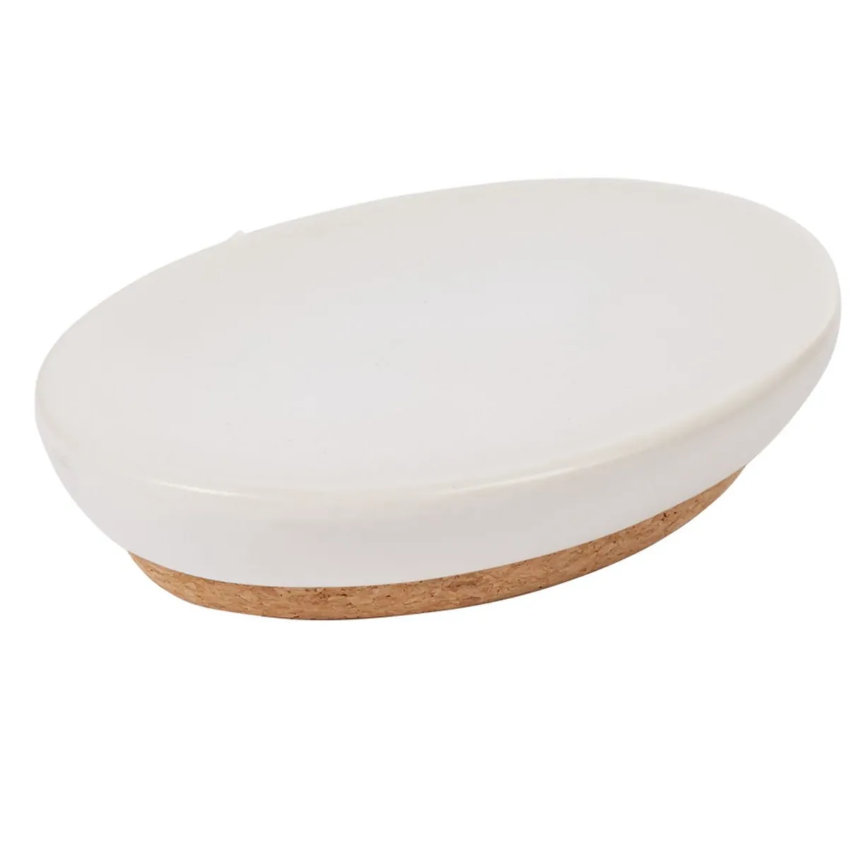 Best Gifi Porte savon céramique blanc avec fond liège