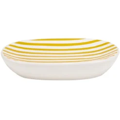 Online Gifi Porte savon rayure jaune et blanc Sunflow en grès 13x8,6xH2,6cm
