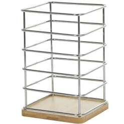 Porte ustensiles de cuisine en métal avec socle en bambou^Gifi Best