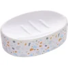 Gifi Porte-savon céramique motif terrazzo blanc et bleu 13x8,5xH3cm