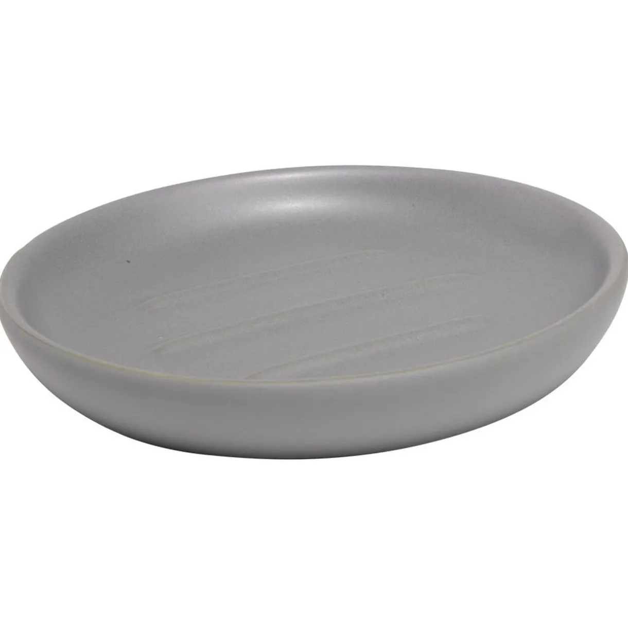 New Gifi Porte-savon rond céramique gris Ø10xH2cm