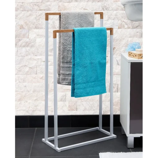Sale Gifi Porte-serviettes 2 niveaux blanc et couleur bois