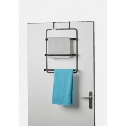 New Gifi Porte-serviettes de porte acier noir