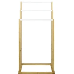 Sale Gifi Porte-serviettes en bambou naturel et blanc 42x24xH81,5cm