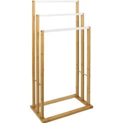 Sale Gifi Porte-serviettes en bambou naturel et blanc 42x24xH81,5cm