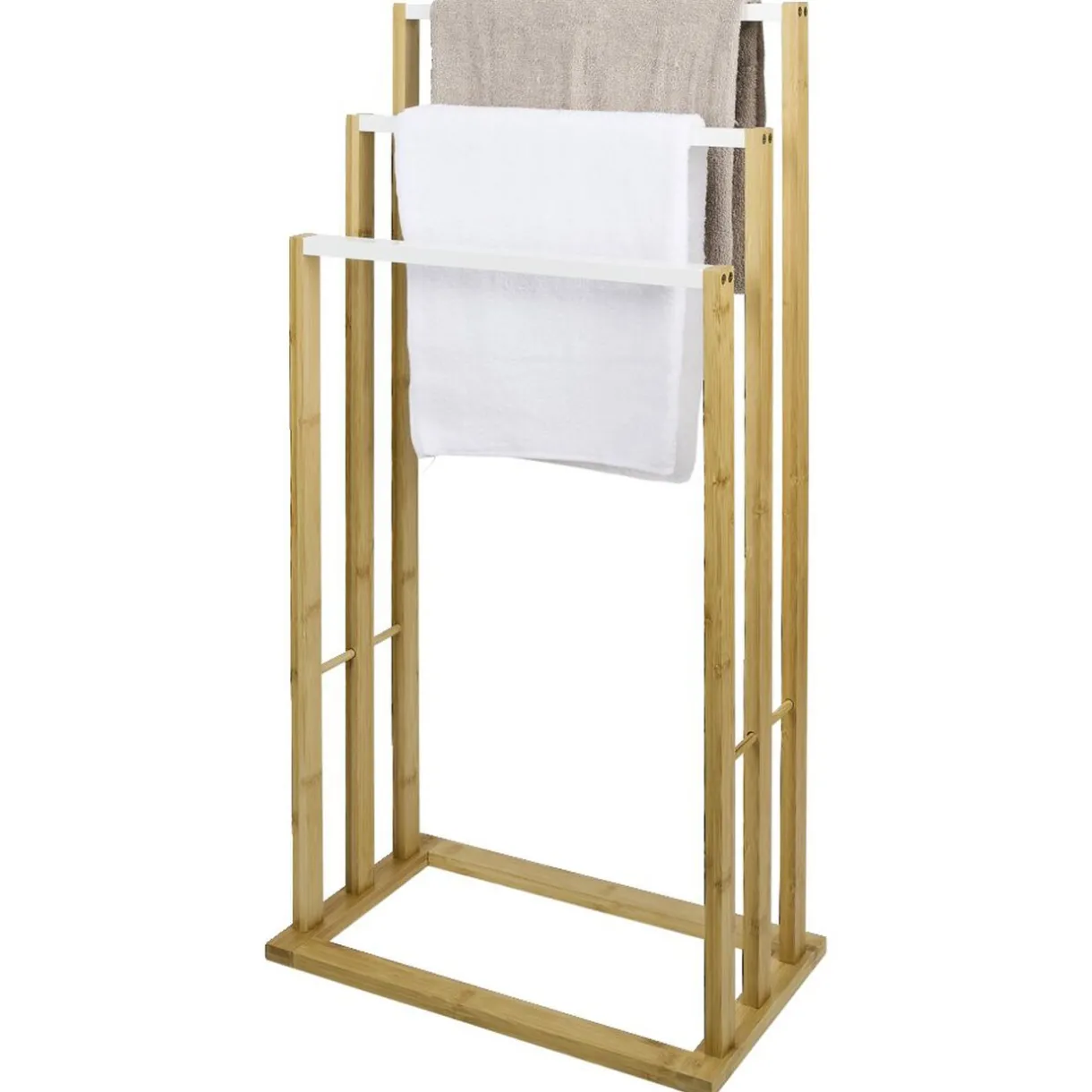 Sale Gifi Porte-serviettes en bambou naturel et blanc 42x24xH81,5cm