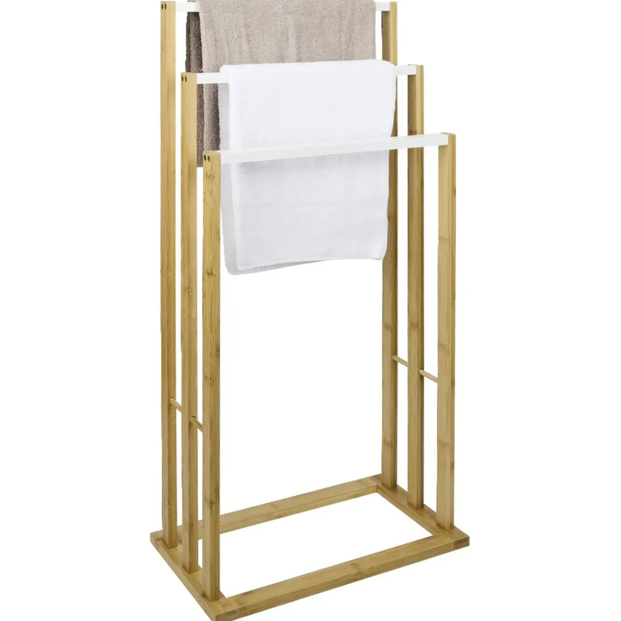 Sale Gifi Porte-serviettes en bambou naturel et blanc 42x24xH81,5cm