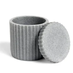 Outlet Gifi Pot à coton Ø9x10cm plastique effet ciment gris