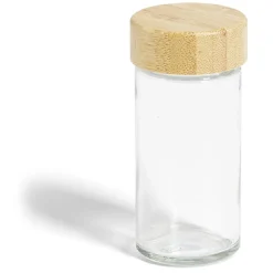 Pot à épice en verre et couvercle bambou Ø4,7xH9,8cm^Gifi Outlet