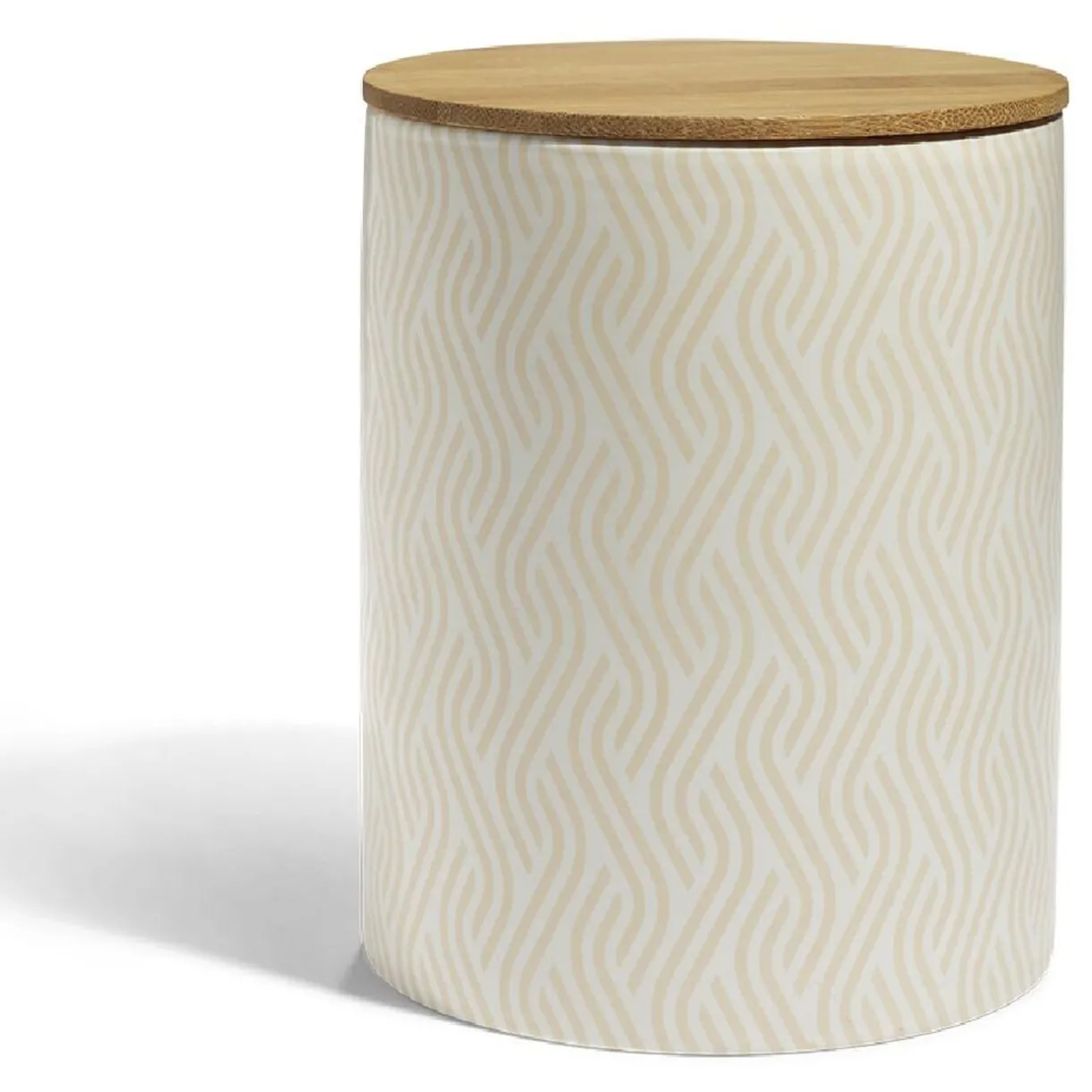 Pot de conservation 1,6L grès et couvercle bambou Ø14,2xH17,7cm^Gifi Online