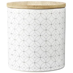Pot en céramique blanc à motif gris avec couvercle en bois H10,5 cm^Gifi Clearance
