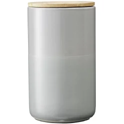 Pot en céramique gris avec couvercle en bois H16,5 cm^Gifi Sale