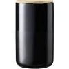 Pot en céramique noir avec couvercle en bois H16,5 cm^Gifi Discount