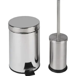 Discount Gifi Poubelle 3 L et brosse WC gris chromé