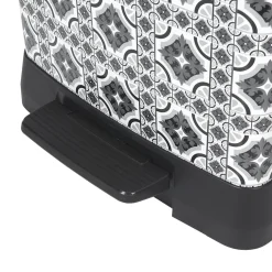 Nettoyage Et Entretien|Gifi Poubelle à pédale motif carreau de ciment gris et blanc 50 L
