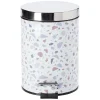 Sale Gifi Poubelle à pédale motif terrazzo effet granit blanc et bleu 3L