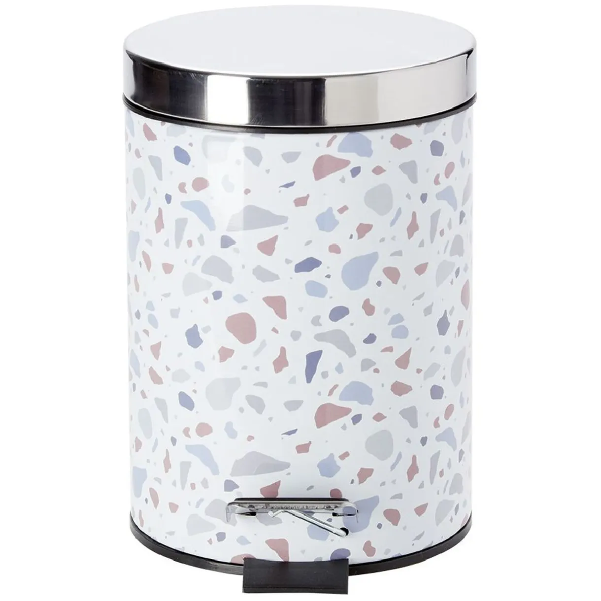 Sale Gifi Poubelle à pédale motif terrazzo effet granit blanc et bleu 3L