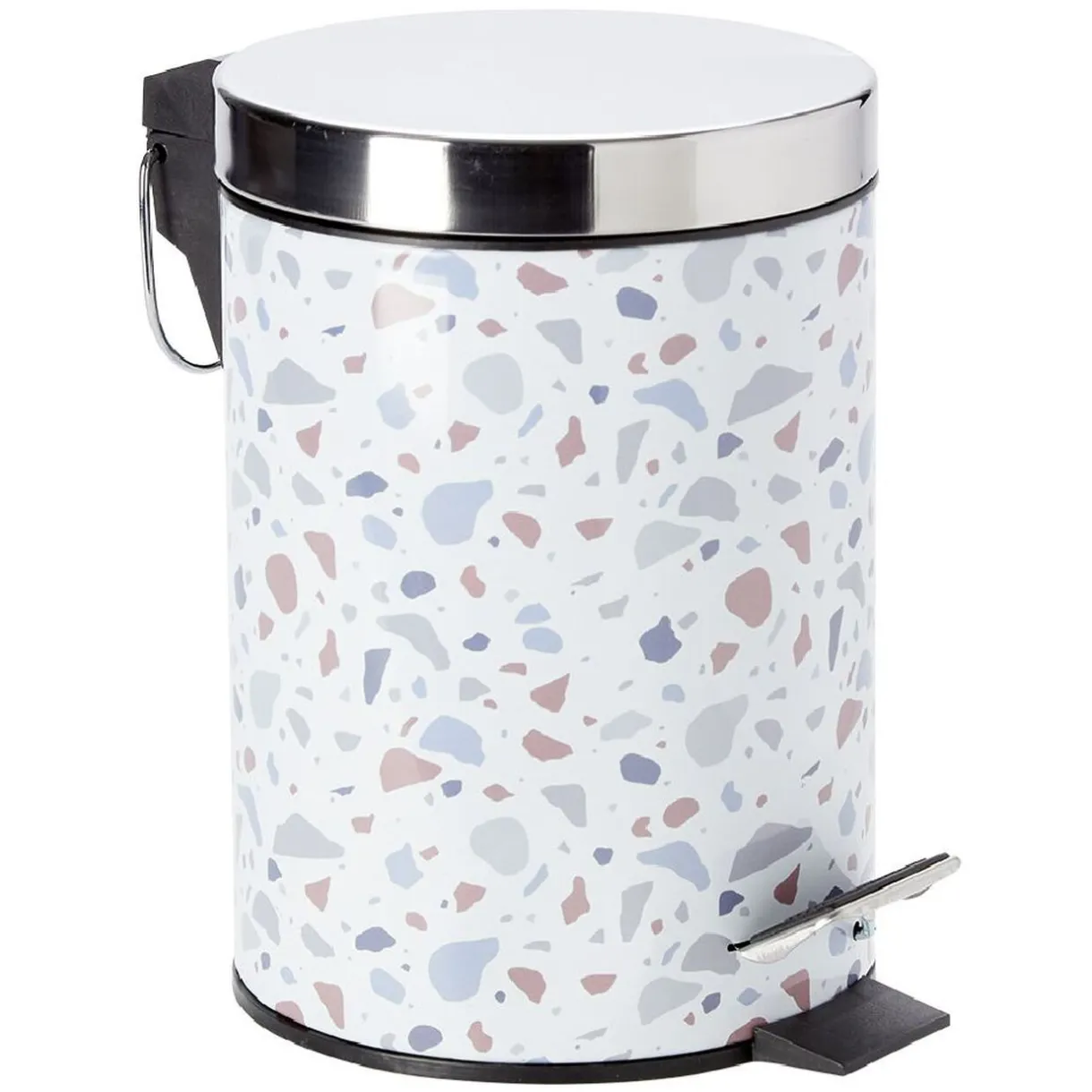 Sale Gifi Poubelle à pédale motif terrazzo effet granit blanc et bleu 3L